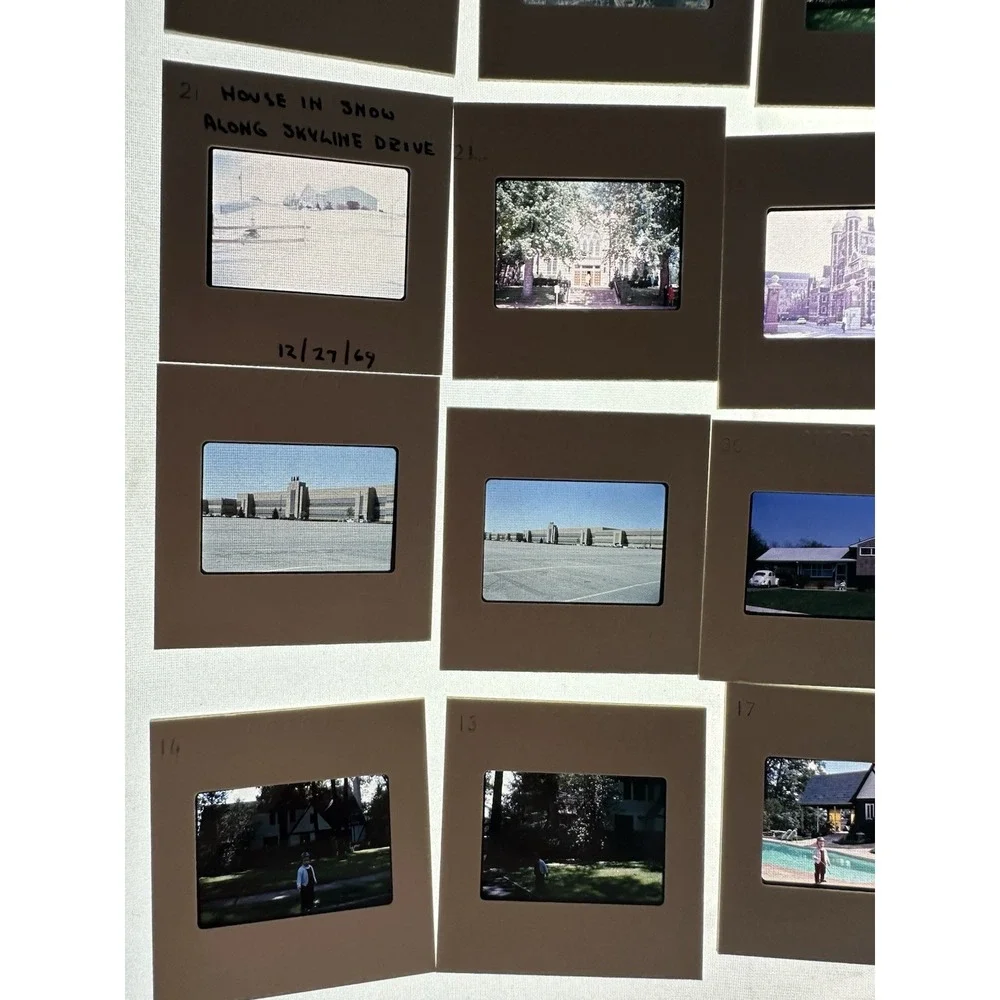 Lot of 45 Vintage Slides – Architecture, People, Snow, Beach, Streets 62-69s